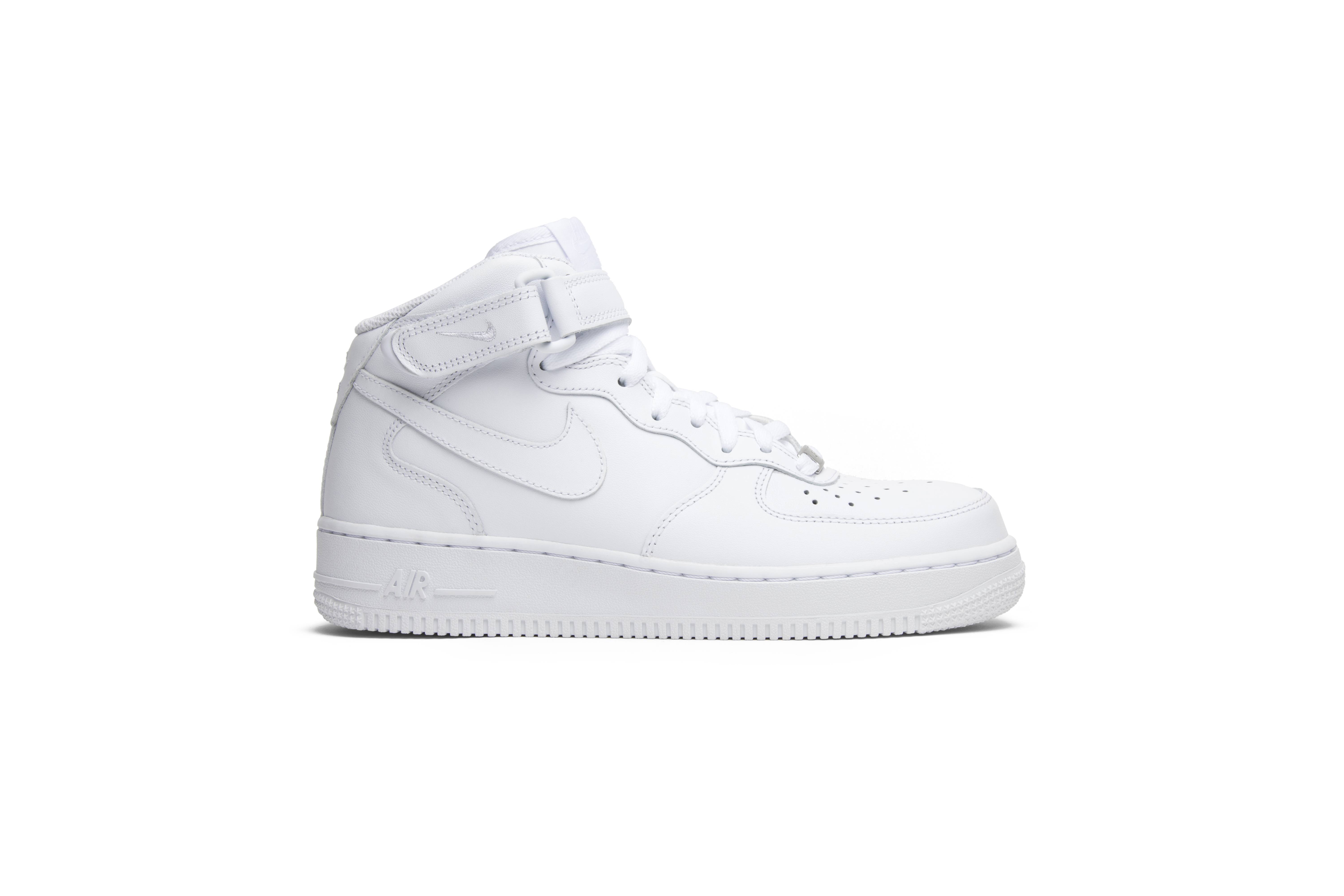 (W) Nike Air Force 1 Mid 07 Leather ‘Triple White’ 366731-100 WABT